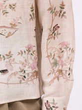 Load image into Gallery viewer, paul-and-joe-womens-straight-cut-linen-and-silk-shirt-with-a-placed-print