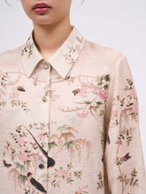 Load image into Gallery viewer, paul-and-joe-womens-straight-cut-linen-and-silk-shirt-with-a-placed-print