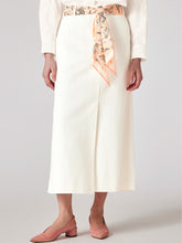 Load image into Gallery viewer, paul-smith-Women-s-White-Denim-Midi-Skirt-with-Seasonal-print-Scarf-Belt-W1R-284S-P11097-02