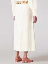 Load image into Gallery viewer, paul-smith-Women-s-White-Denim-Midi-Skirt-with-Seasonal-print-Scarf-Belt-W1R-284S-P11097-02