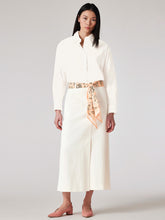 Load image into Gallery viewer, paul-smith-Women-s-White-Denim-Midi-Skirt-with-Seasonal-print-Scarf-Belt-W1R-284S-P11097-02