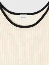 Load image into Gallery viewer, paul-smith-ss25-Women-s-Ivory-Cotton-knitted-Stripe-Trim-Vest-W1R-530N-P11125-1