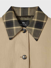 Load image into Gallery viewer, paul-smith-stone-nylon-mac-with-contrast-check-trim