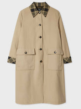 Load image into Gallery viewer, paul-smith-stone-nylon-mac-with-contrast-check-trim