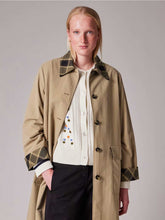 Load image into Gallery viewer, paul-smith-stone-nylon-mac-with-contrast-check-trim