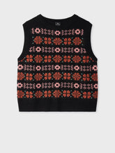 Load image into Gallery viewer, paul-smith-women-s-black-and-red-fairisle-knitted-vest-w2r-652n-t31379-79