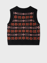 Load image into Gallery viewer, paul-smith-women-s-black-and-red-fairisle-knitted-vest-w2r-652n-t31379-79