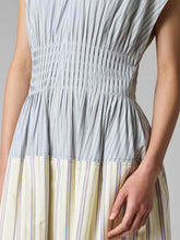 Load image into Gallery viewer, paul-smith-womens-contrast-stripe-shirred-midi-dress-5