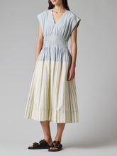 Load image into Gallery viewer, paul-smith-womens-contrast-stripe-shirred-midi-dress-5