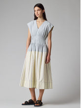 Load image into Gallery viewer, paul-smith-womens-contrast-stripe-shirred-midi-dress-5