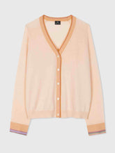 Load image into Gallery viewer, paul-smith-womens-cream-v-neck-cardigan-with-sheer-trims-2