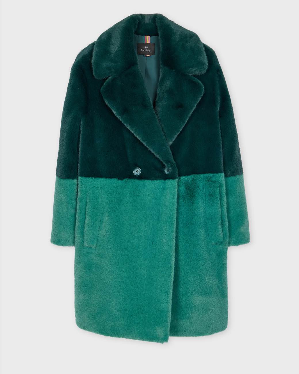 Colour block faux fur coat sale