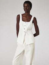 Load image into Gallery viewer, paul-smith-womens-ivory-linen-vest-top