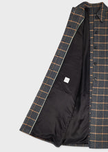 Load image into Gallery viewer, paul-smith-womens-navy-and-grey-check-brushed-wool-coat-with-back-buttons