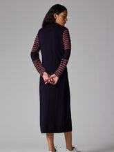 Load image into Gallery viewer, paul-smith-womens-navy-stripe-sleeve-knitted-dress-w2r-659n-t31383