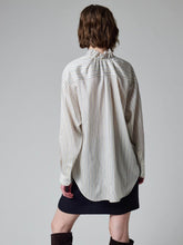 Load image into Gallery viewer, paul-smith-womens-silk-blend-stripe-ruffle-neck-shirt