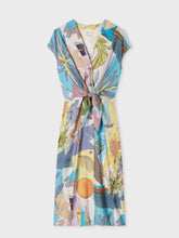 Load image into Gallery viewer, paul-smith-womens-tie-front-pastel-river-collage-midi-dress