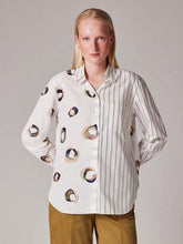 Load image into Gallery viewer, paul-smith-womens-white-mixed-stripe-and-painted-spot-cotton-shirt
