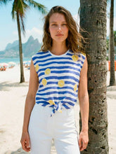 Load image into Gallery viewer, vilagallo-womens-tsaliza-striped-t-shirt-with-lemon-knot