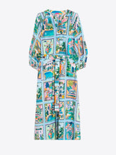 Load image into Gallery viewer, vilagallo-womens-turquoise-tropical-scenes-print-dress-33654