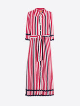 Load image into Gallery viewer, vilagallo-womens-venatalia-navy-red-striped-dress-onduline