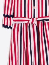 Load image into Gallery viewer, vilagallo-womens-venatalia-navy-red-striped-dress-onduline