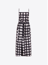 Load image into Gallery viewer, vilagallo-womens-vewrap-long-dress-in-black-and-white-gingham