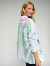 Load image into Gallery viewer, vilagallo-womens-white-shirt-with-blue-green-and-pink-embroidery-33250
