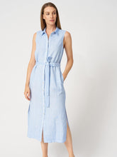 Load image into Gallery viewer, 120-lino-womens-pin-stripe-linen-dress-in-placid-blue
