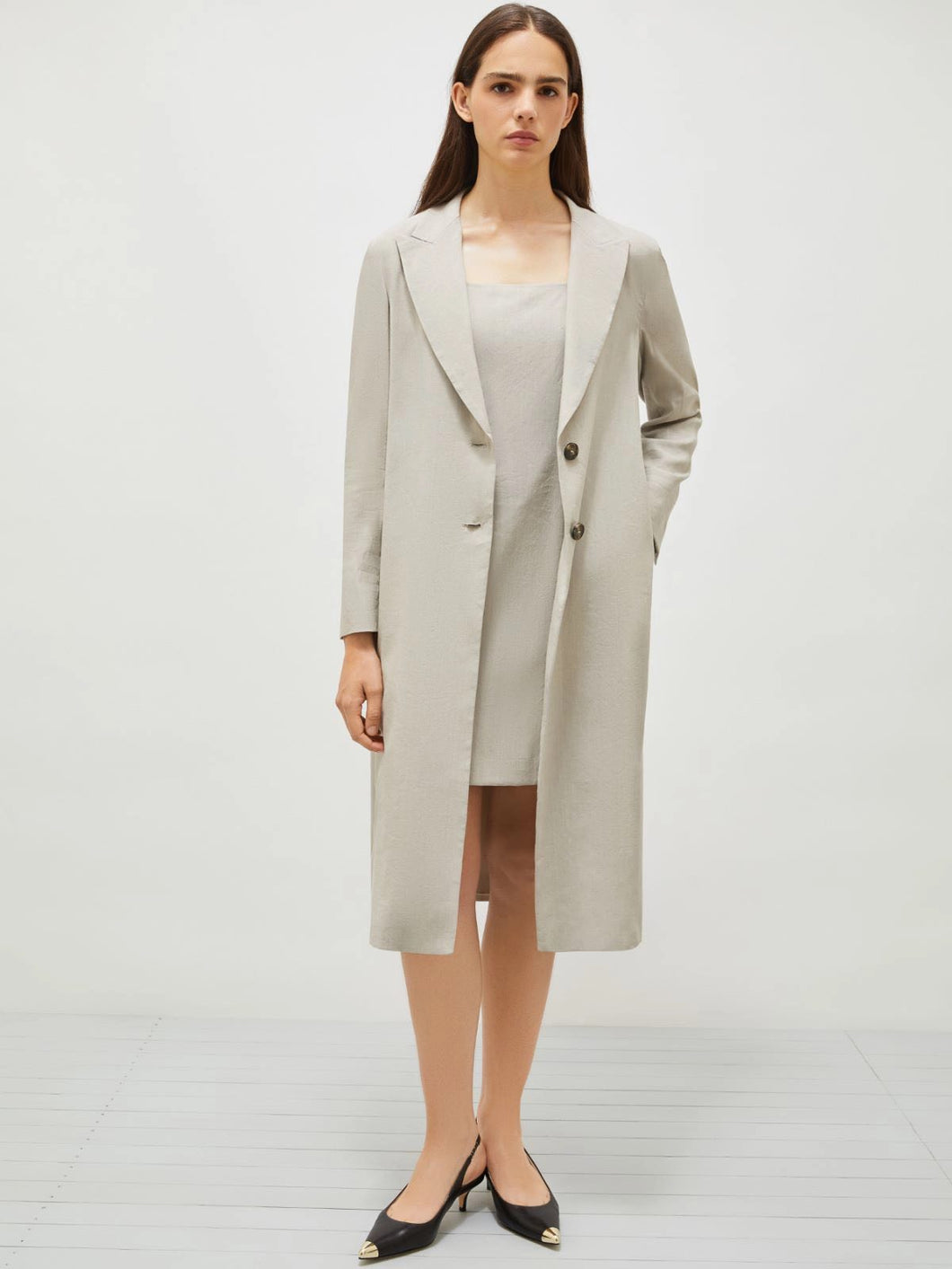 Marella Women's RENATA Linen and Viscose Trench Coat - Sand