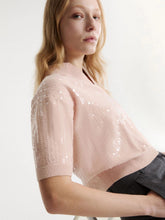 Load image into Gallery viewer, 3366126402001-mlsavocado_-marella-womens-sequinned-boucle-cotton-polo-shirt-powder
