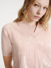 Load image into Gallery viewer, 3366126402001-mlsavocado_-marella-womens-sequinned-boucle-cotton-polo-shirt-powder
