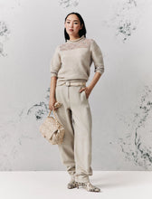 Load image into Gallery viewer, 3366226502001-marella-women-s-mllverace-three-quarter-sleeve-jumper-with-lace-detail-turtledove
