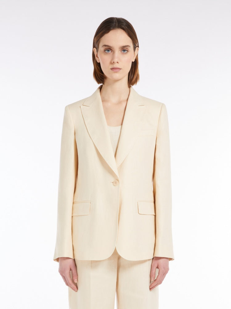 Weekend MaxMara Washed Linen Blazer in Ivory