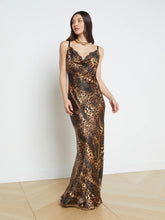 Load image into Gallery viewer, L&#39;Agence Venice Silk Leopard and Lace Full Length Gown
