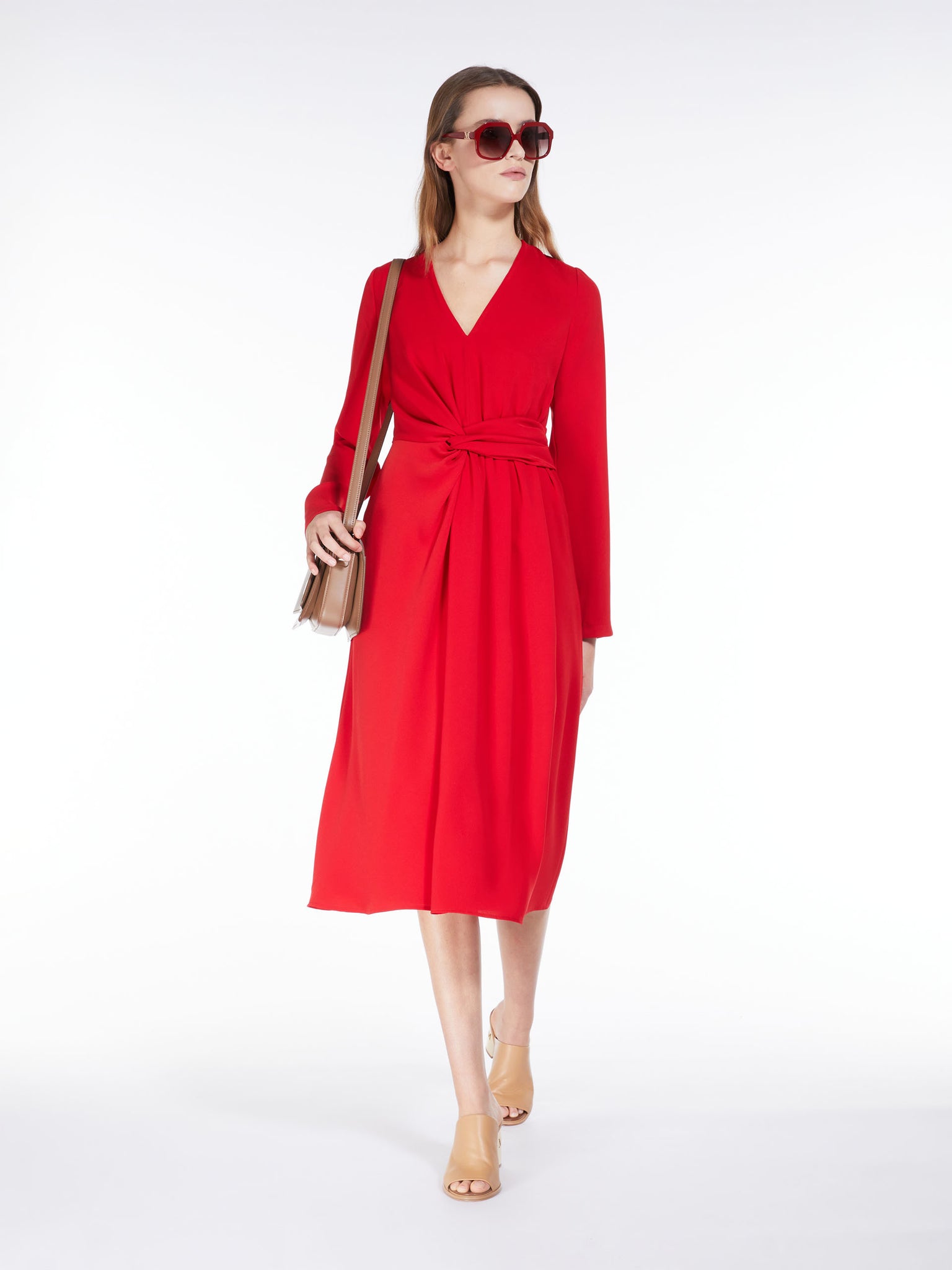 max studio red wrap dress Max Studio Red Maroon Floral Wrap Midi Dress Chic