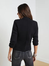 Load image into Gallery viewer, L&#39;Agence SOFIA Black Knit Blazer with Embellished Buttons
