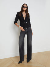 Load image into Gallery viewer, L&#39;Agence SOFIA Black Knit Blazer with Embellished Buttons
