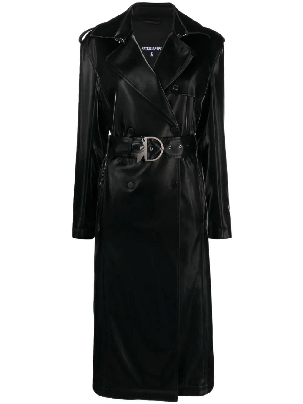 PATRIZIA PEPE Black Waterproof Belted Trench Coat Bowns