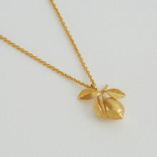 Load image into Gallery viewer, Alex Monroe Large Lemon &amp; Leaf Gold Plated Necklace
