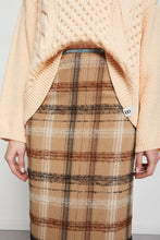Load image into Gallery viewer, otto-d-ame-taupe-tartan-midi-skirt-bowns
