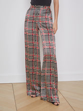 Load image into Gallery viewer, L&#39;Agence Gavin Trousers in Ivory Black Red Glen Plaid
