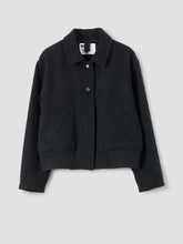 Load image into Gallery viewer, Margaret-Howell-MHL-Cropped-Bomber-Jacket-Boiled-Wool-Melton-Black
