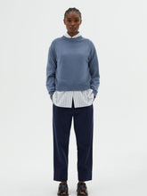 Load image into Gallery viewer, Margaret-Howell-Short-Classic-Crew-Neck-Cashmere-Cotton-Dusty-Blue
