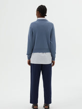 Load image into Gallery viewer, Margaret-Howell-Short-Classic-Crew-Neck-Cashmere-Cotton-Dusty-Blue
