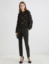 Load image into Gallery viewer, Marella Women&#39;s NOMME Fil Coupé Fringe Blouse in Black
