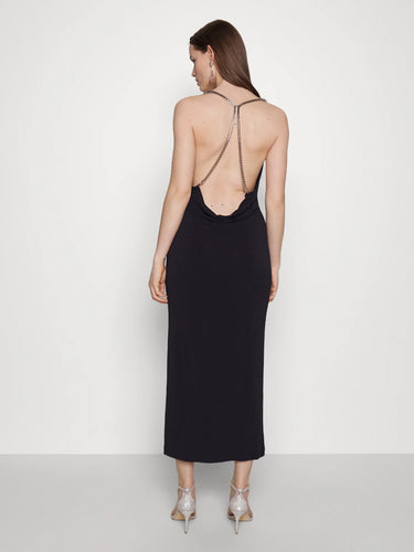 Patrizia-pepe-Black-Midi-Dress-with-Chain-Back-Detail-5