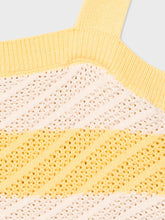 Load image into Gallery viewer, Paul-Smith-Ecru-and-Lemon-Stripe-Crochet-Vest-Top
