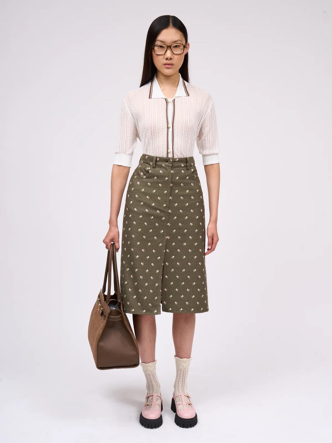 Paul-and-Joe-Womens-Knee-Length-Slit-Straight-Skirt