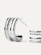 Load image into Gallery viewer, PdPaola-Bianca-Double-Band-Silver-Hoops
